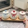 Милая баночка для приправ с бантиком, кухонный бытовой комбинированный набор, керамическая емкость для приправ, банка для перца и соли, коробка для хранения специй