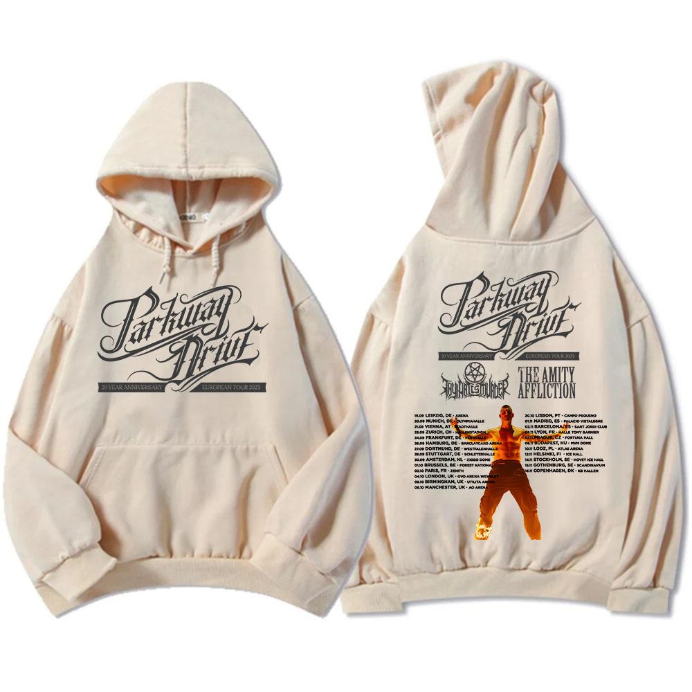 Parkway Drive 20-летний юбилейный европейский тур 2025 Толстовки Мода рок-группы Графические свитшоты Зимний флис Мужские пуловеры