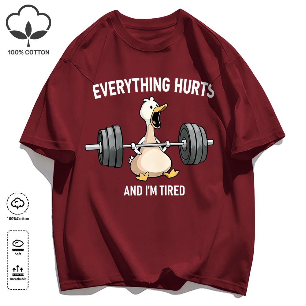 The Great Goose Striving For Fitness T-Shirt Unisex Loose Cotton Tee Trendy Summer Short Sleeve Unisex All-Match Hip Hop Clothing