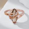 Модное коричневое кольцо винтажного стиля с натуральным цирконом для женщин, уникальная геометрия, цвет розового золота, высокое качество, повседневные украшения