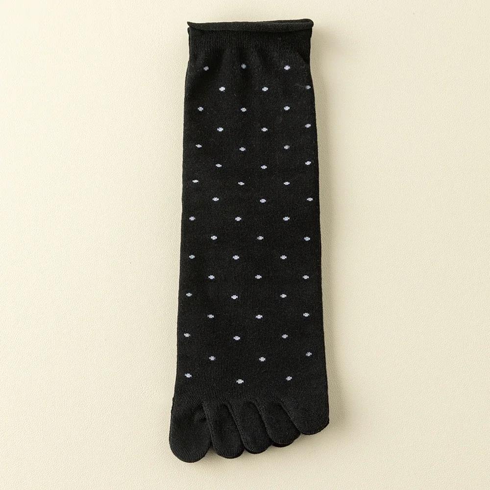 3 пары носков с пальцами для женщин, средней длины, носки с пятью пальцами, милые в горошек, высококачественные хлопковые носки до щиколотки с раздельными пальцами