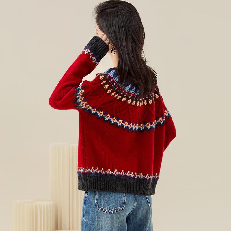 Женский этнический свитер 'Золотая хризантема' из 100% мериносовой шерсти