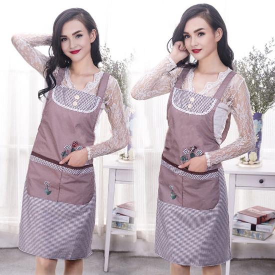 Мультяшный кухонный фартук Водонепроницаемый Маслостойкий Полиэстер Без рукавов Фартук Дизайн с цветочным принтом Фартук для дома Ресторана