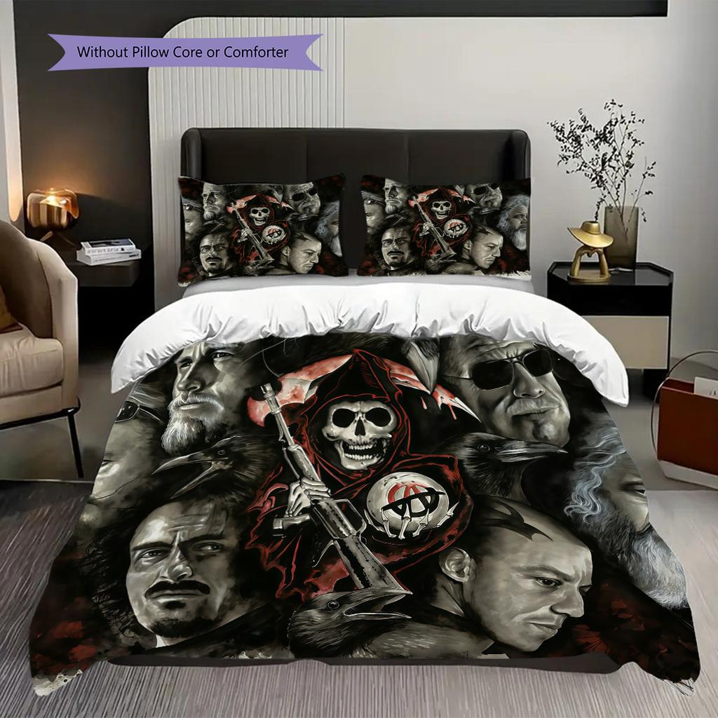 Skull Warrior Set Bedding 1 Duvet Cover 2 Pillowcase Without Core Soft And Comfortable Christmas Birthday Gift Bedding Set Bedding