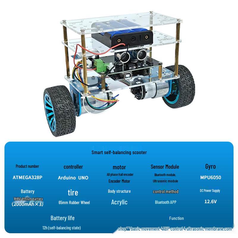 Двухколесный балансирующий автомобиль с Bluetooth, совместимый с Arduino, с ультразвуковым датчиком обнаружения препятствий