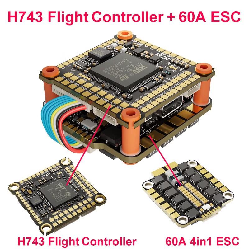 H743 FPV Flight Controller & 4-in-1 ESC Stack