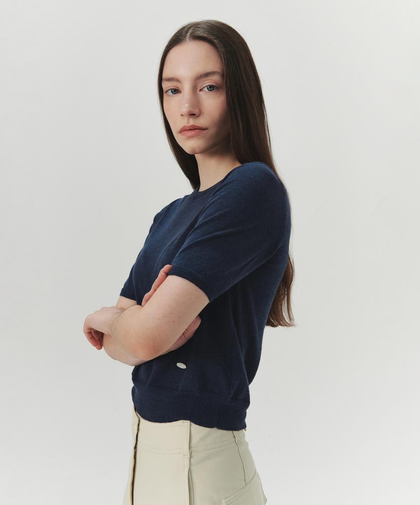 Leuba Classic Round Knit из шерсти мериноса - Средне-синий