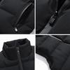 Men Waistcoat Stand Collar Sleeveless Slim Fit Vest Coat with Pockets Solid Color Zipper Closure Windproof Quilted Waistcoat