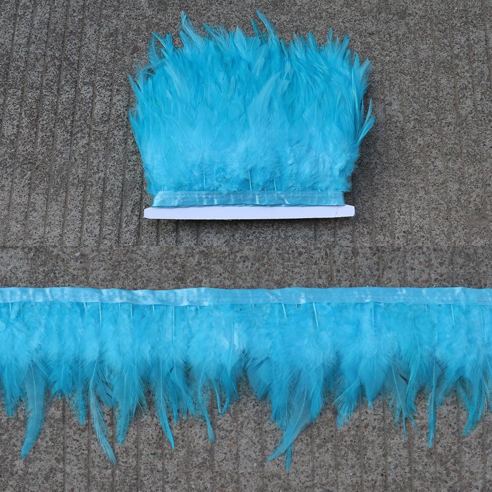 Feather5 10Meters Rooster Feather Trim 8-13CM Colored Chicken Feathers Ribbon 3-5" Saddle Pheasant Feathers Trim Fringe