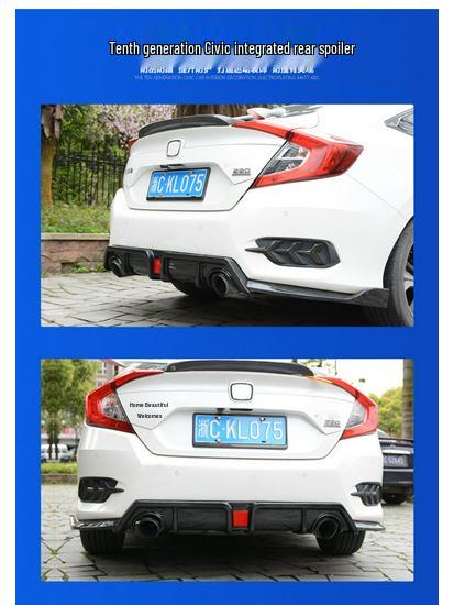 Модифицированный комплект заднего диффузора для Civic 10-го поколения с мигающим светом спойлера и насадкой на выхлопную трубу