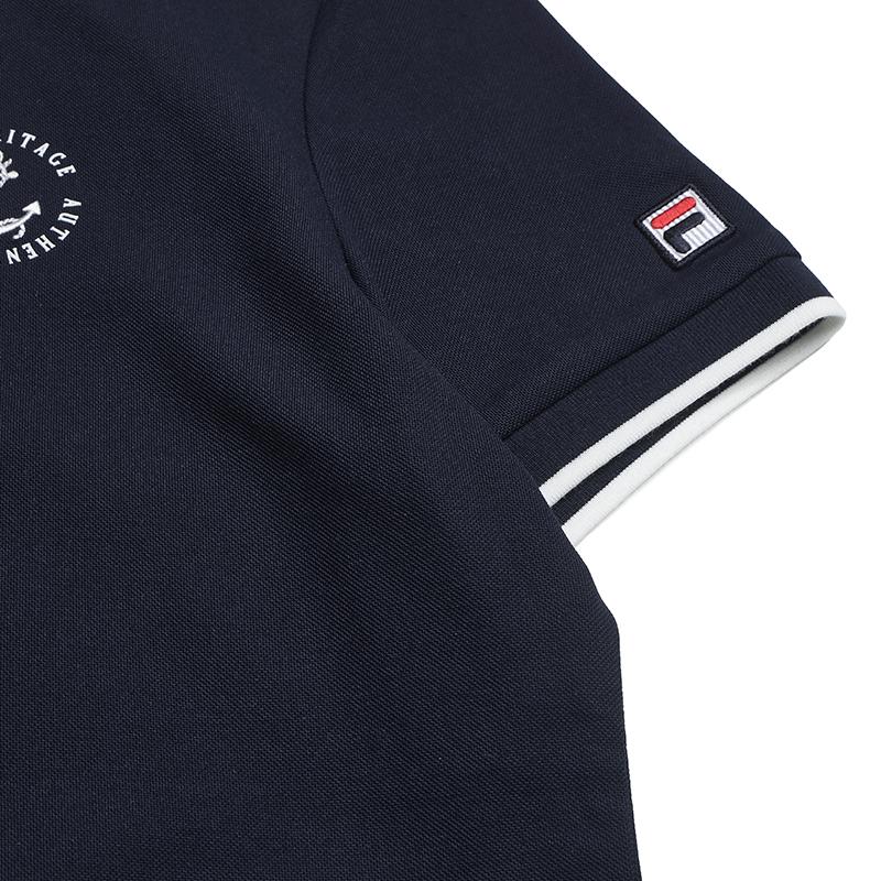 Fila Наследие Минималистичная Мода Классика Ретро Спортивный Повседневный Универсальный Удобный Короткий Рукав Рубашка-Поло Женские топы Сигаретно-Синий F11W628112FDB