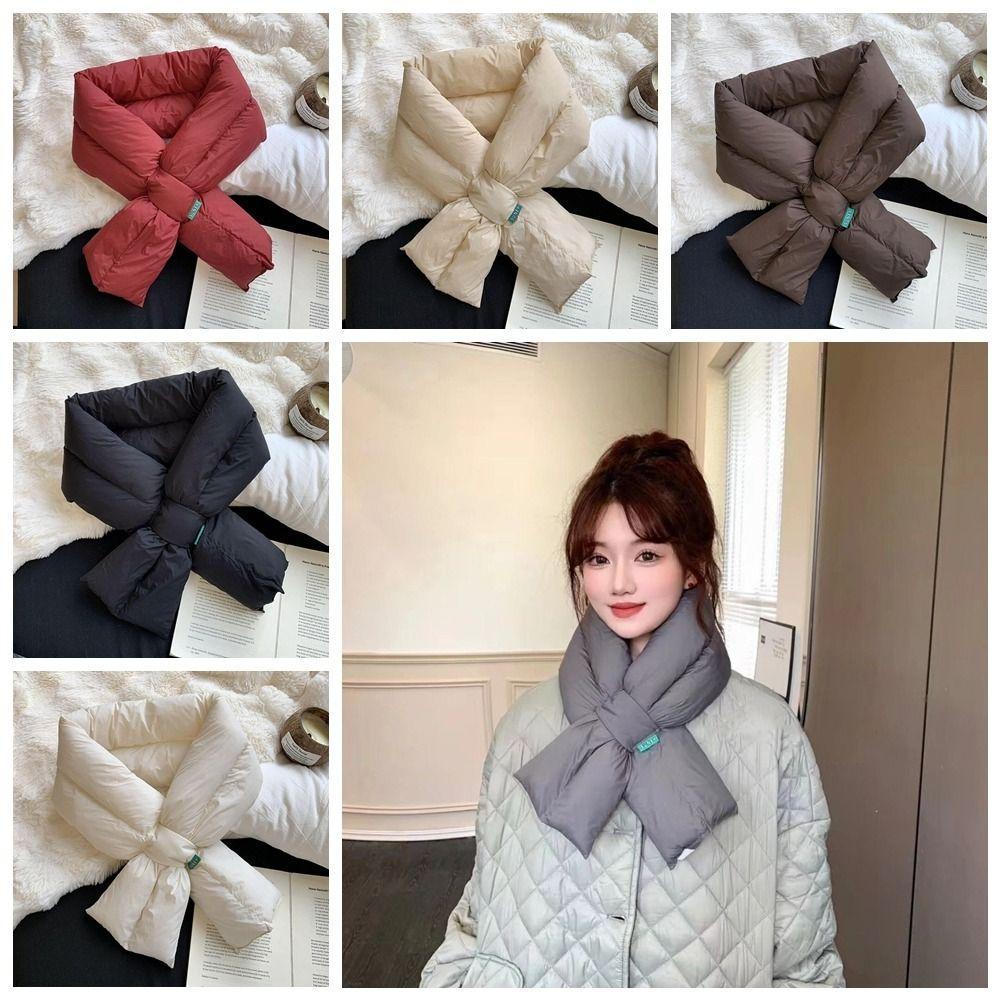 PP cotton Down Cotton Scarf Anti Cold Cross Feather Shawl Fashion Down Neck Scarf Winter
