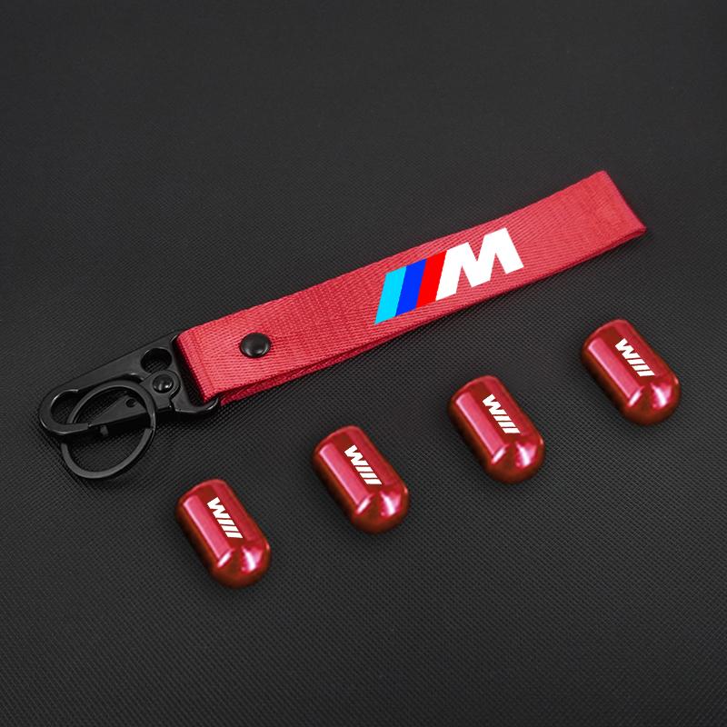 Tire Valve Stems Cap Car Keychain Wheel Air Valve Cover For BMW M Performance F20 F40 F22 F30 E90 F32 F06 F07 F46 E60 M5 Sticker GWJDH1