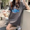 Pure Cotton Short Sleeve T-shirts for Women 2025 Summer Casual Oversized T Shirt Harajuku Letter Print Gray Y2k Tops Hip Hop Streetwear