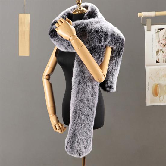 Шарф из искусственного меха, однотонный, утолщенный, теплый, длинный шарф, ветрозащитный, устойчивый к холоду