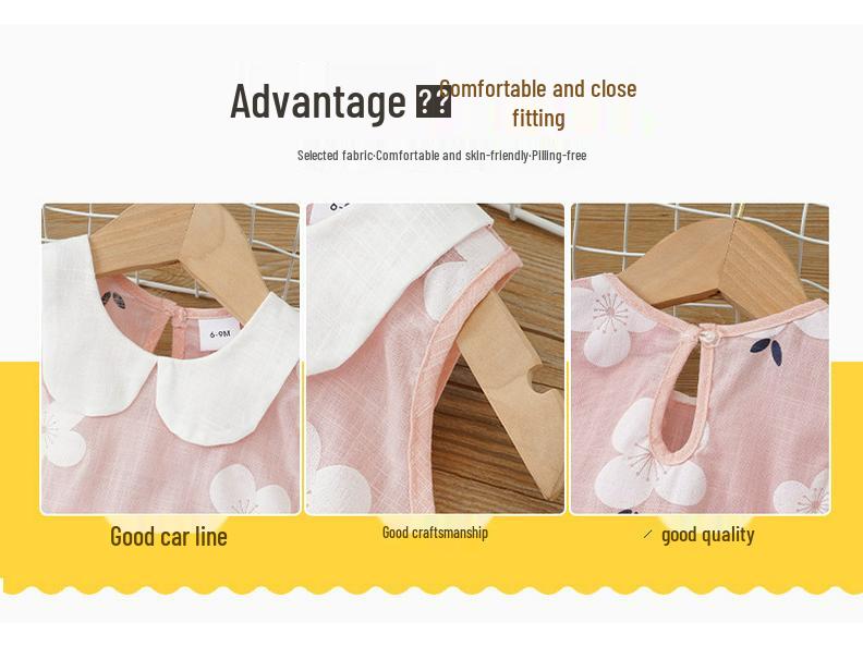 Платье принцессы без рукавов с воротником Питер Пэн из набивного хлопка и льна для девочек