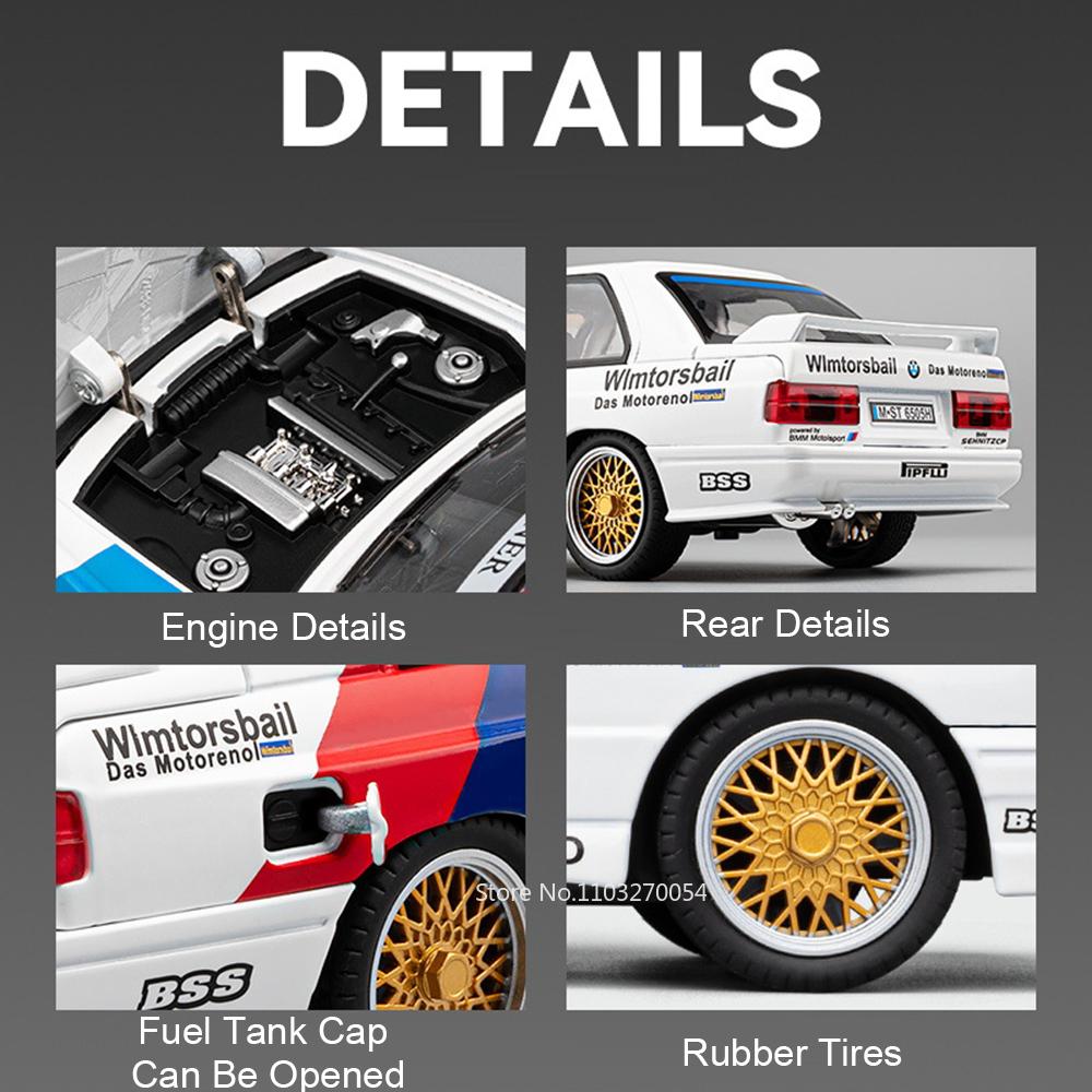 1:24 M3 Gtr M4 Сплав Миниатюрная Модель Игрушка Литые Машинки Рулевое Управление Передним Колесом Открывающиеся Двери Звук Свет Коллекционные Модели Для Мальчика Подарки