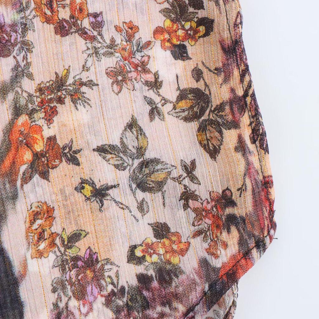 2025 Spring Women's V-Neck Printed Casual Shirt