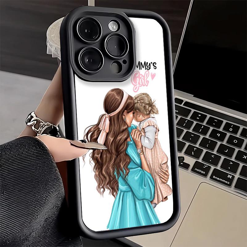 Чехол для телефона iPhone 17 Air 16E 15 16 Pro Max Тема 'Мама и Дети Девочки' 14 Plus 13 12 Mini Мягкий Силиконовый Чехол Fundas