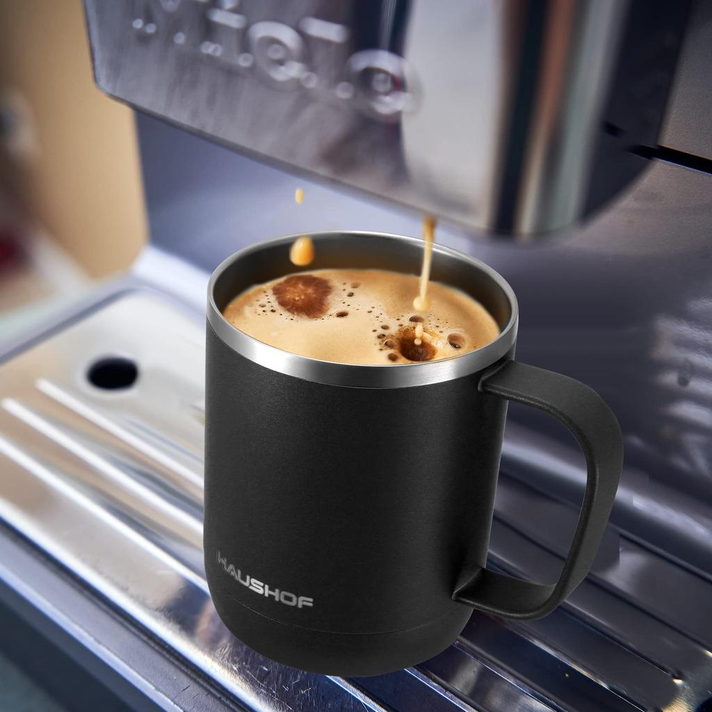 Кружка HAUSHOF из нержавеющей стали с вакуумной изоляцией и крышкой, чашка объемом 300 мл, двойная стенка, переносная кружка, стакан, кружка-бутылка, кружка для магазинов, уличная кружка