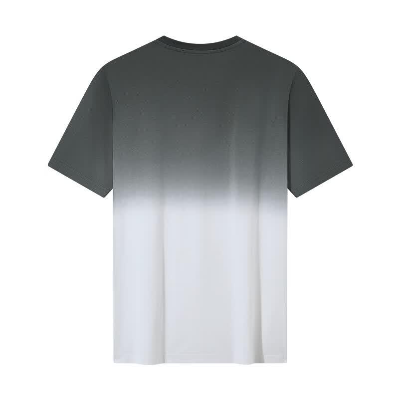 Qipai Men's Chinese Style Gradient Tie-Dye Short Sleeve T-Shirt