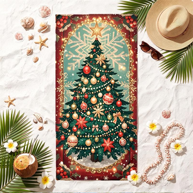 Marry Christmas Soft Beach Towel Stylish Beach Pool Towel for Summer Seaside Vacation Travel