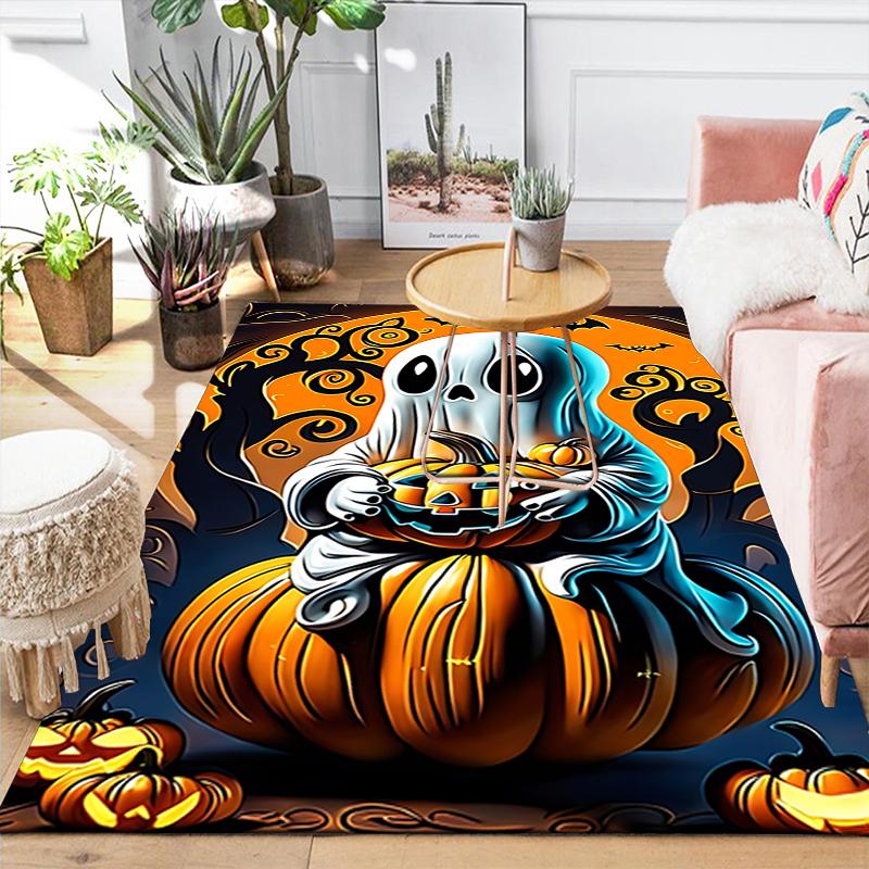 1Pc Ghostly Halloween Night Rug, Office Carpet Indoor Outdoor Doormat, Non-Slip, Comfortable, Living, Christmas Halloween, Xmas Gift G1260