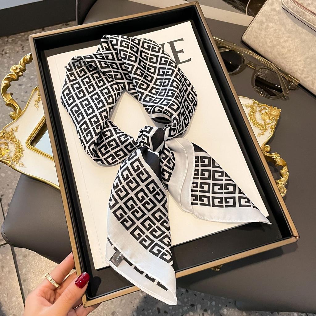 Brand Floral Print Silk Square Scarf Women Soft Satin Kerchief Hairband Neckerchief Head Hijab Lady Headband Foulard Bag Ribbon