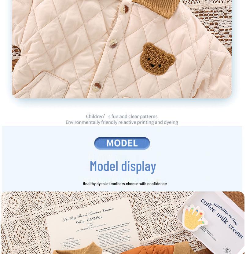 Newborn Fleece Romper - Quilted Cotton Bear Suit for Autumn/Winter