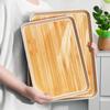 WORTHBUY Rectangular Plastic Food Serving Tray With Wood Grain Reusable Snack Dessert Fruit Tray For Kitchen Living Room