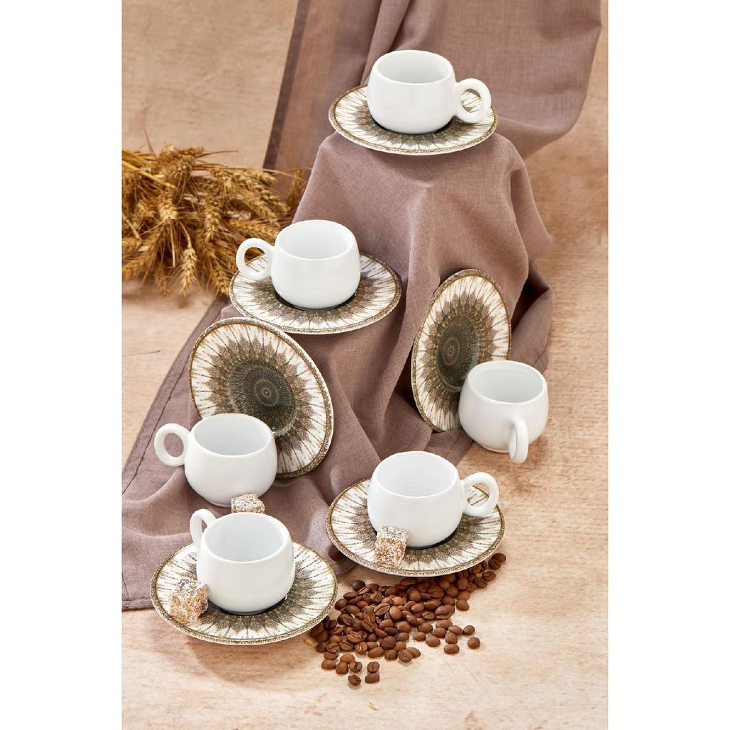 Набор кофейных чашек Polka Dot Lux из 12 предметов на 6 человек, набор белых чашек для турецкого кофе