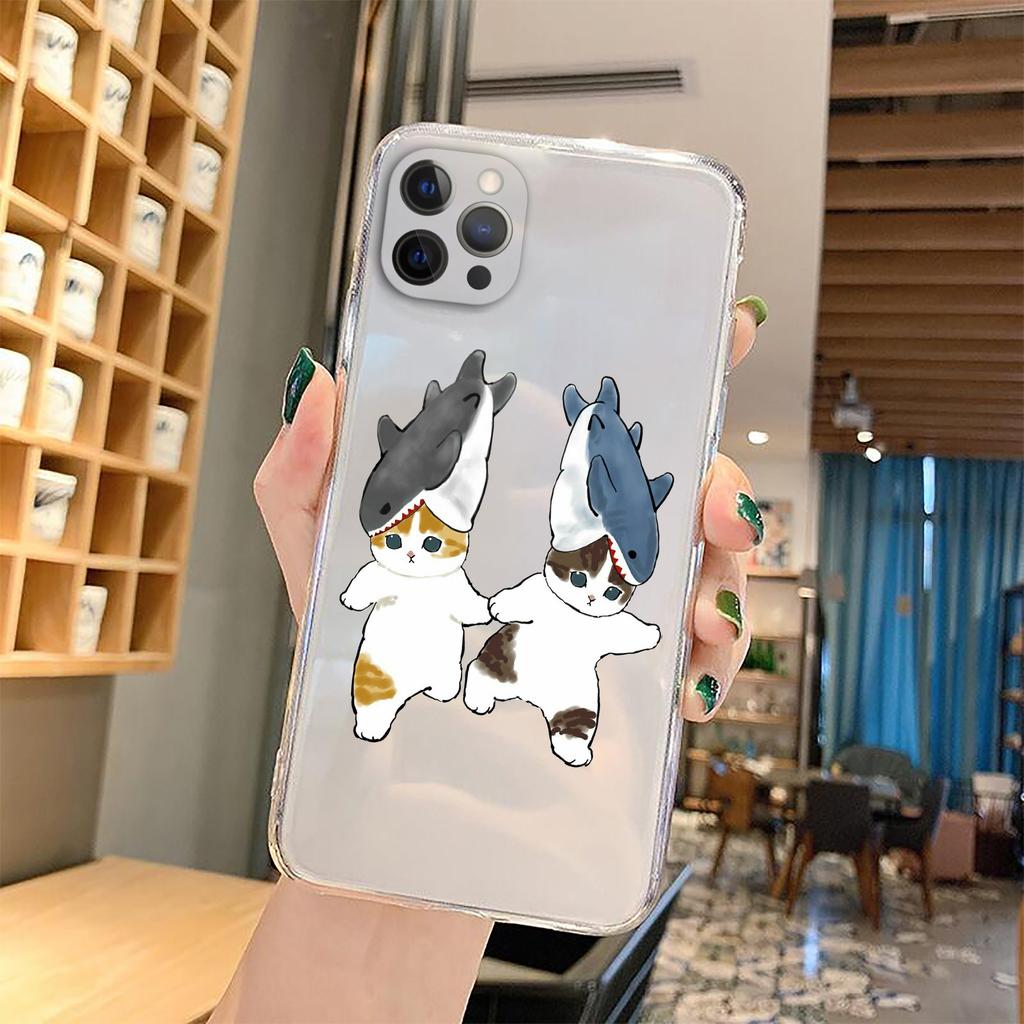 Чехол для телефона с забавным мультяшным котом для iPhone 11 12 Pro Max 13 XR XS X 8 7 SE 2020 Plus, прозрачный мягкий чехол из ТПУ с милым животным рисунком