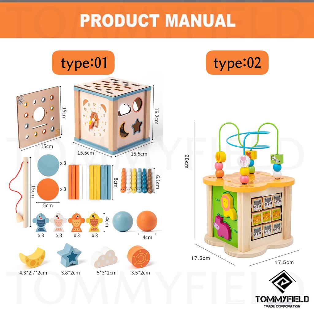 TOMMYFIELD Монтессори 1 год образовательный деревянный многофункциональный конструктор Fingertips in Toy, старый, игрушка, игрушка, часы, блоки, (9 1) [Элемент]