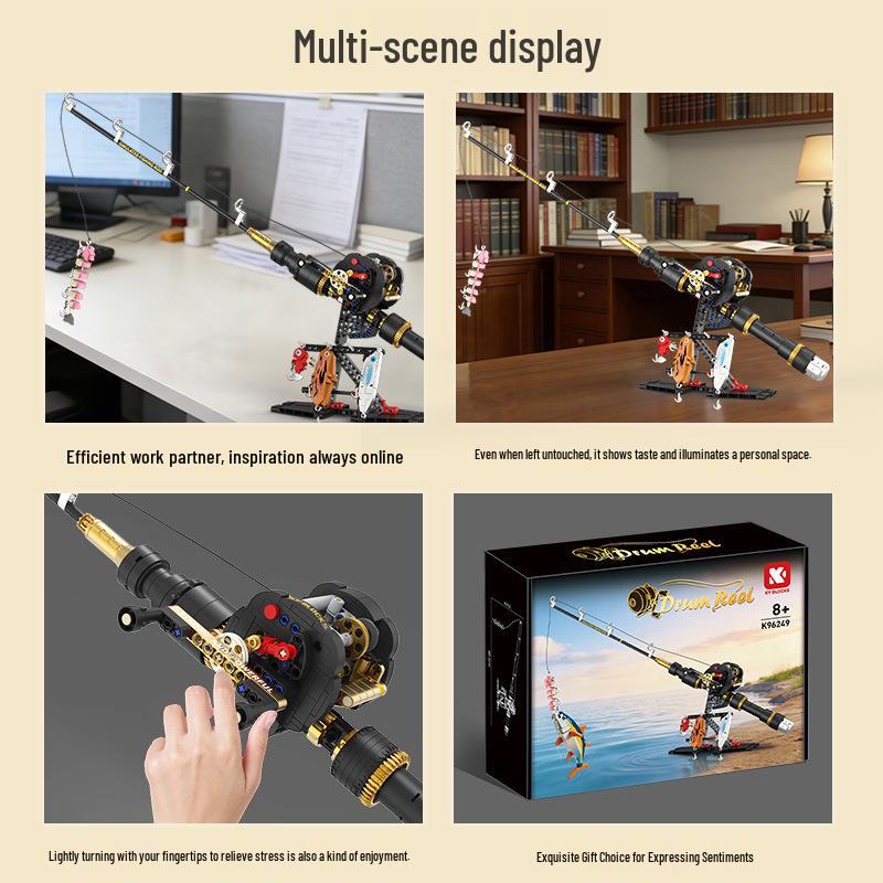 KAIYU K96249 Кастинговая катушка Удочка Строительные блоки - Совместимая с LEGO Рыболовная игрушка Модель Украшение