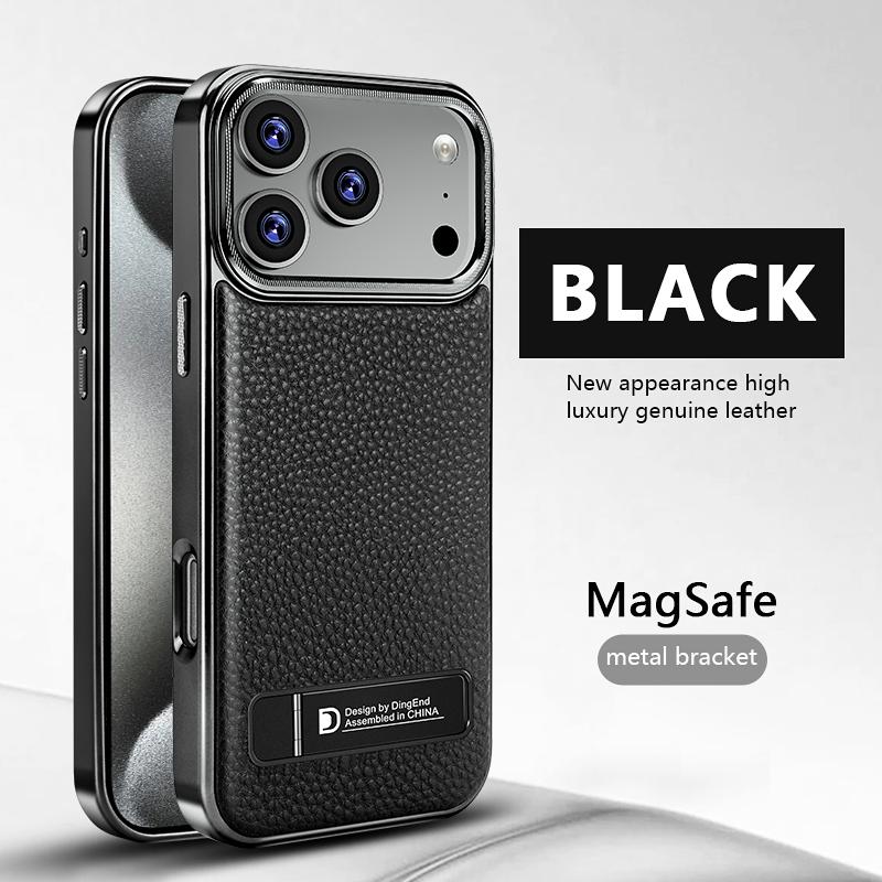 Магнитный кожаный чехол с покрытием для iPhone 17 Pro Max Funda iPhone 16 Pro Max 15 14 13 Роскошный складной держатель ударопрочный чехол-держатель для телефона
