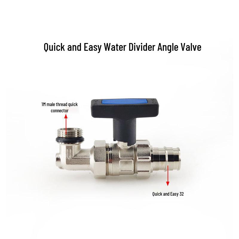 Quick Install 2-Way Splitter Valve: Straight-Angle Ball Valve for PEXA, QE-Compatible