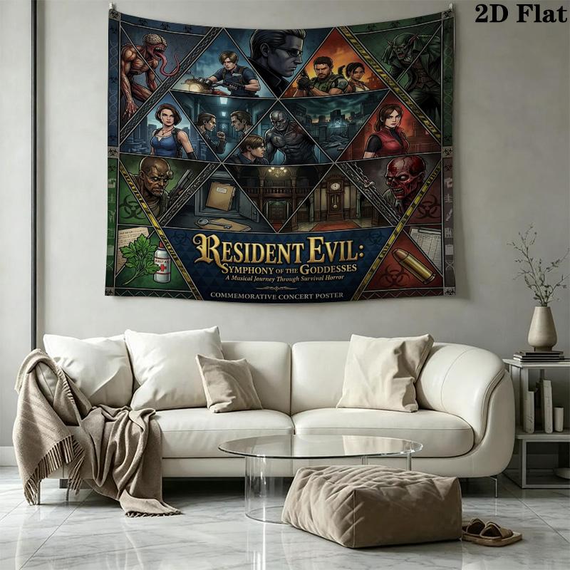 Настенный гобелен Resident Evil Эстетичное настенное панно Печатное тканевое одеяло Декоративные гобелены Для спальни гостиной Домашний декор