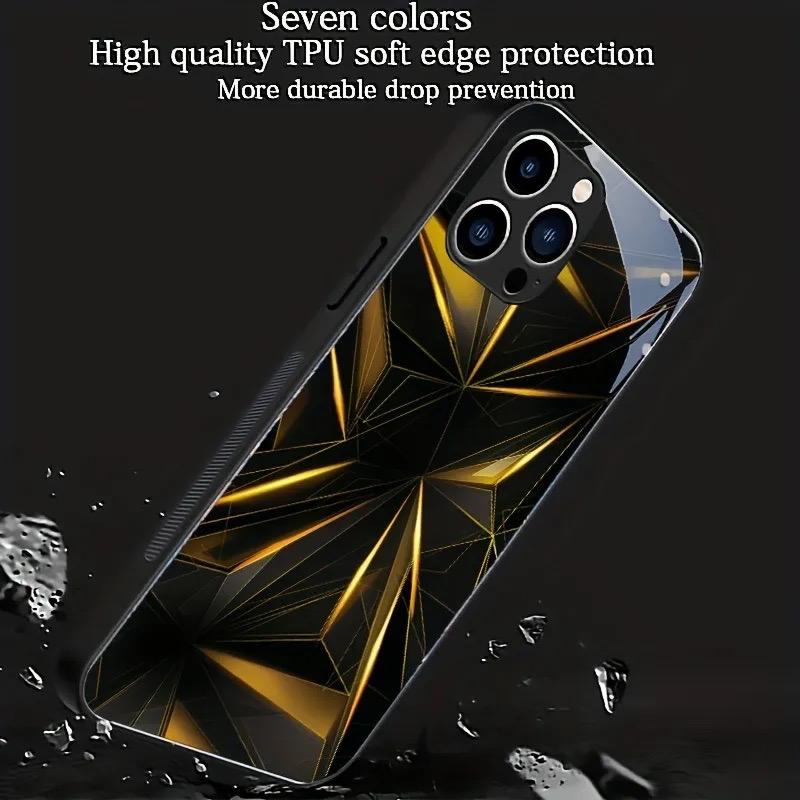 Геометрия LED Светящийся Чехол для Телефона Для iPhone 16 15 13 Pro 12 Mini 14 Plus 11 XS Max X XR 8 7 Роскошный Схематичный Звонок Светящийся Корпус