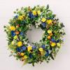 35/40/50cm Spring Summer Carnation Wreath for Front Door Valentines Day Wreath with Blue&Yellow Flower Door Wreath with Pomegranates Daisy for Wedding