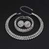4pcs Wedding Women's Zircon Set Rhinestone Earrings Necklace Bracelet Party Luxury Fashion Accessories