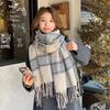 Клетчатый шарф женский осенне-зимний новый высококачественный шарф-шаль для сохранения тепла студенческая пара утолщенный