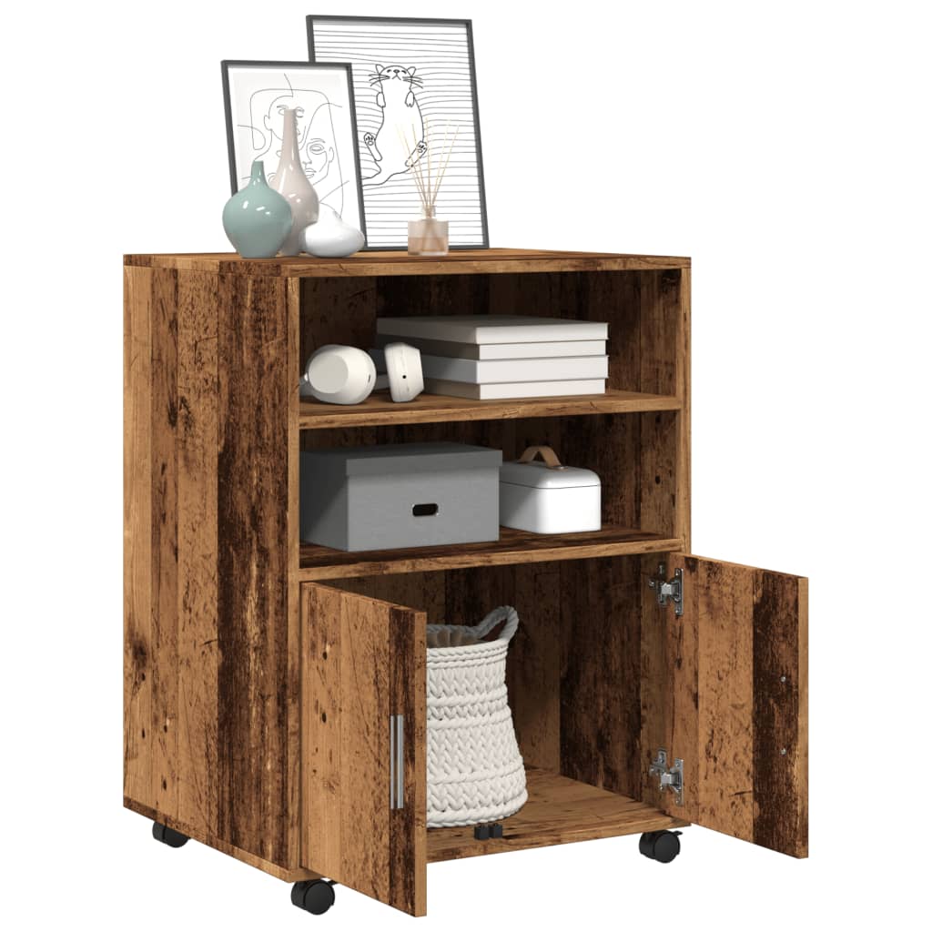 Mobile Cabinet with Rustic Wood Look 60 x 48 x 81 cm Engineered Wood
