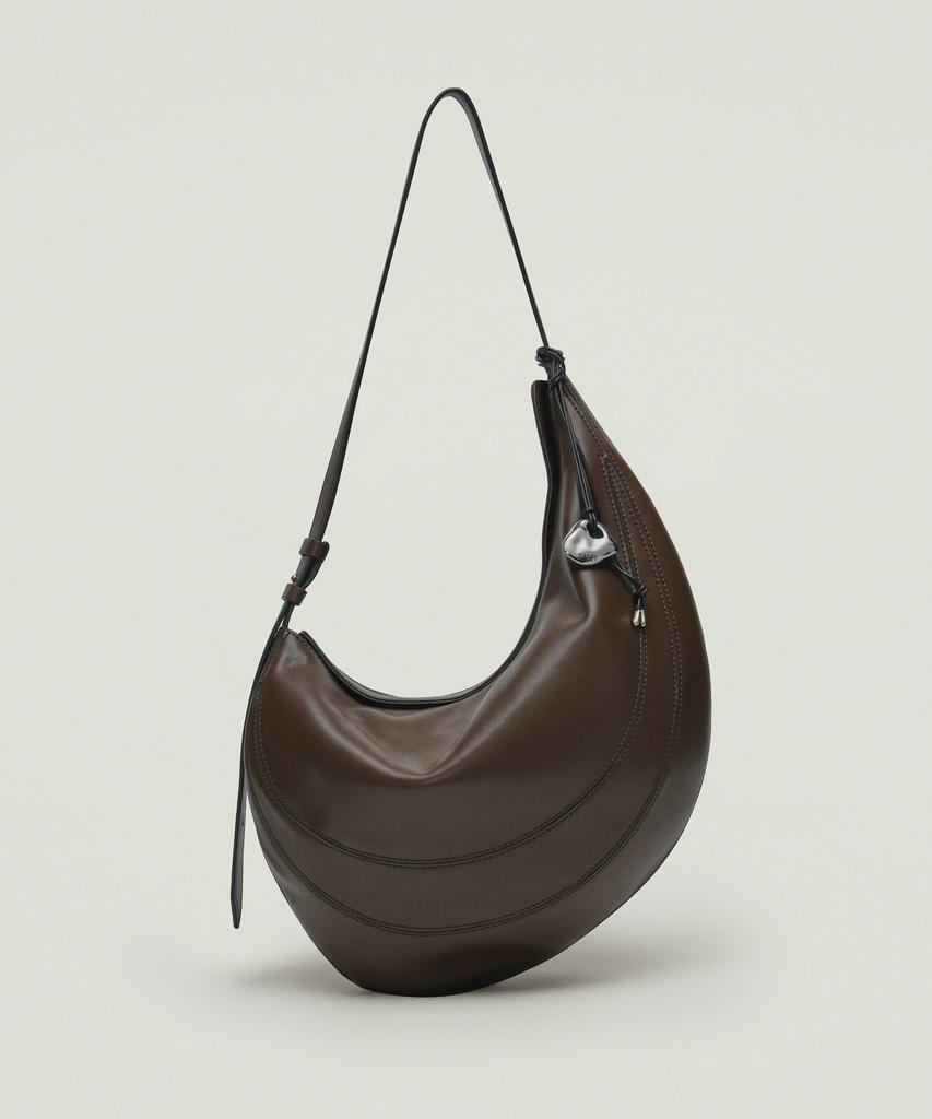 Zoeet Pebble Shoulder Leather Bag (Espresso)
