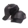 Middle-Aged and Elderly Leather Hat Men's Autumn Winter Baseball Caps Warm Thick Velvet Dad Hat Old Man Leather Hat