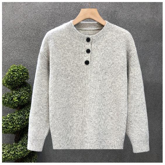 Американский ретро вязаный свитер мужской свободный весна и осень высококачественный круглый вырез новый теплый однотонный рубашка для мужчин