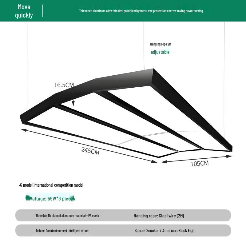 Juedong Competition-Grade LED Anti-Glare Billiard & Table Tennis Pendant Light