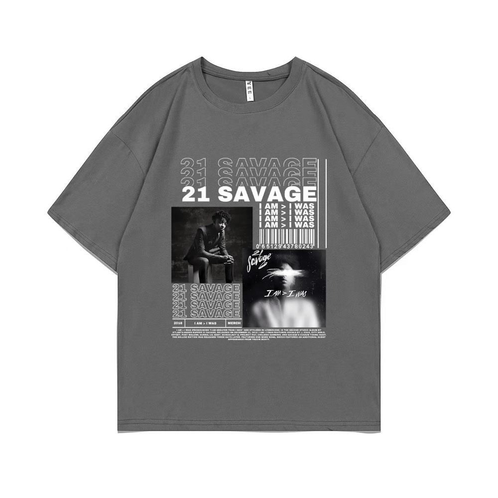 Rapper 21 Savage I Am I Was Music Album Graphic T-shirt Unisex Hip Hop T Shirts Male Vintage Casual Tshirt Unisex Fashion Streetwear