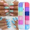 12 шт./кор. ультратонкой блестящей пудры для ногтей «сделай сам», пигмент для украшения ногтей при слабом освещении