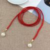 Ladies Bohemian Style Waist Belt Delicate Pearl Decors Braided Belt Summer Dress Women Summer Seaside Waist Belt