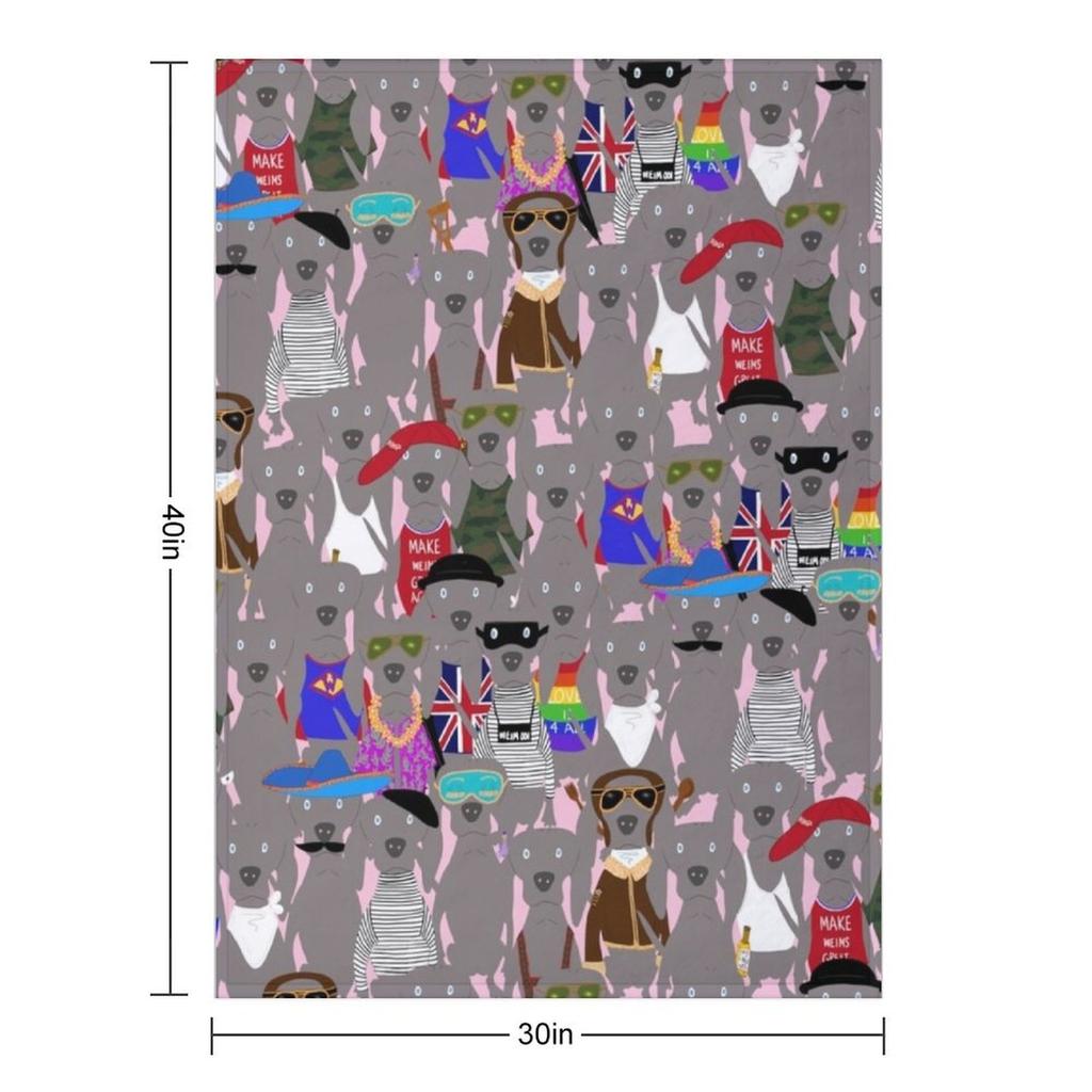 Большая собака Веймарская нация Серый призрак Веймарарская легавая Ручная роспись с узором питомца на розовом пледе Декоративный плед Красивые пледы